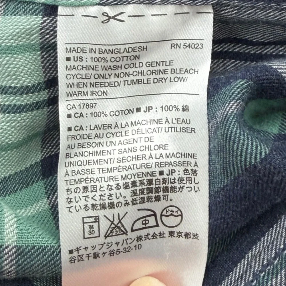 Banana Republic NEW Mens Lightweight Flannel Shirt Navy Blue Green Plaid Large L
